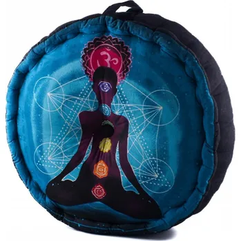 Taburet Meditační taburet Jóga 7 čaker, tyrkysový, 45 x 18 cm