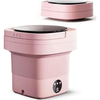 Pračka Přenosná mini cestovní skládací pračka na oblečení a prádlo 11l, růžová