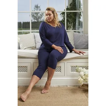 Dámské pyžamo Dámské pyžamo Italian Fashion Song - třičtvrteční Tmavě modrá L