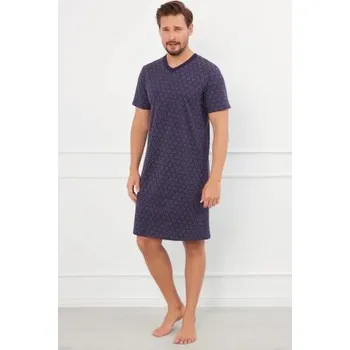 Pánská noční košile Noční košile Italian Fashion Ricardo - krátký rukáv Modro-šedá XL