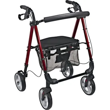 Chodítko pro seniory 4 - kolečkové hliníkové rehabilitační chodítko - PRESTIGE, bordové