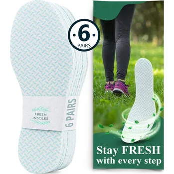 Antibakteriální tenké vložky do bot s vůní, Fresh, 6 párů, EU 40