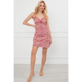 Dámská noční košile Bavlněná noční košilka Italian Fashion Evora - srdce Červená M