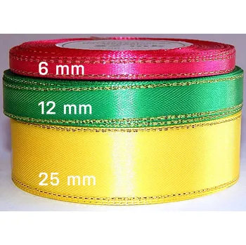 Stuha Stuha saténová s lurexem, WSO3051, šíře 25 mm/ návin 22 m