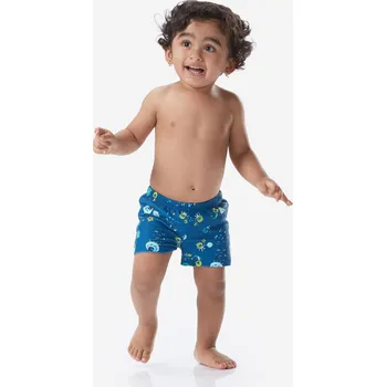 Kojenecké plavky DECATHLON Dětské boxerkové plenkové plavky modré s potiskem 12 MĚSÍCŮ MODRÁ|TYRKYSOVÁ|ZELENÁ