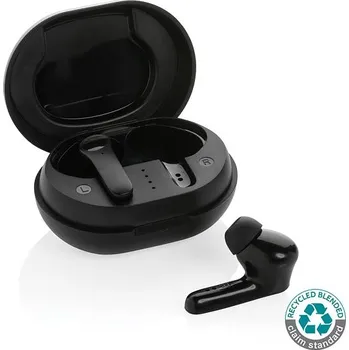 Sluchátka TWS sluchátka z RCS recyklovaného plastu, černá, černá