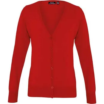 Dámský svetr Premier Women's Button-through Knitted Cardigan, červená (Cherry Red)