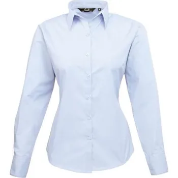 Dámská košile Premier Women's Long Sleeve Poplin Blouse, modrá (Light Blue)