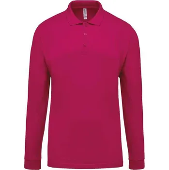 Pánské tričko Kariban Men's Long-sleeved PiquÉ Polo Shirt, růžová (Heliconia)