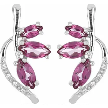 Náušnice Náušnice stříbrné s broušenými Pink topazy a zirkony Ag 925 019520 PT 2,5 cm, 3,0 g