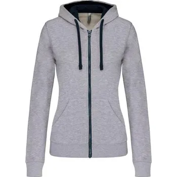 Dámská mikina Kariban Ladies’ Contrast Hooded Full Zip Sweatshirt mikina, šedá (Ice Grey)