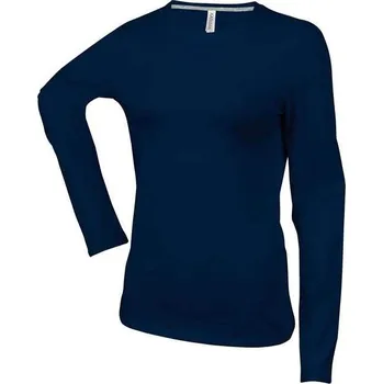 Dámské tričko Kariban Ladies' Long-sleeved Crew Neck T-shirt, modrá (Navy)