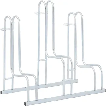 stojan na kolo vidaXL Stojan na kola pro 3 kola podlahový pozinkovaná ocel [4005569] Barva: Stříbrná