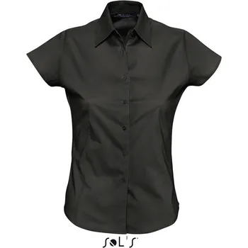 Dámská košile Sol's Excess - Short Sleeve Stretch Women's Shirt, černá (Black)