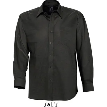 Pánská košile Sol's Boston - Long Sleeve Oxford Men's Shirt, černá (Black)
