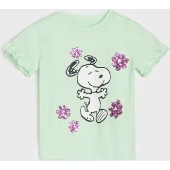 Dívčí tričko Sinsay - Tričko Peanuts - mentolová - 487EJ-65X - 487EJ-65X-98