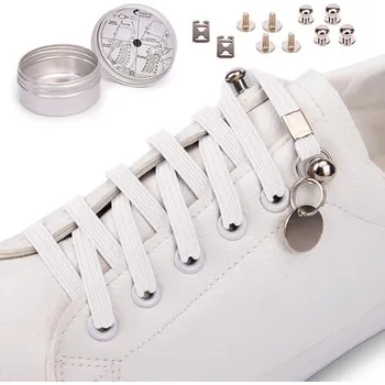 Tkaničky do bot Šňůrky bez vázání s ozdobným kroužkem - bílé