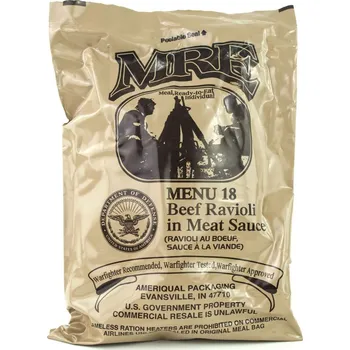 Originál US Army MRE Menu 18 BEEF RAVIOLI IN MEAT SAUCE