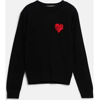 Dámský svetr SVETR KARL LAGERFELD HEARTS LSLV KNIT TOP BLACK