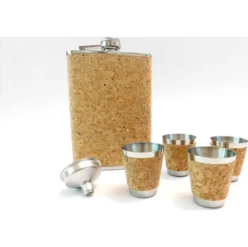 Placatka PROHOME - Láhev / placatka nerez / korek a 4 pohárky
