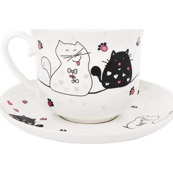 VERONI - Šálek a podšálek 450ml Kočky