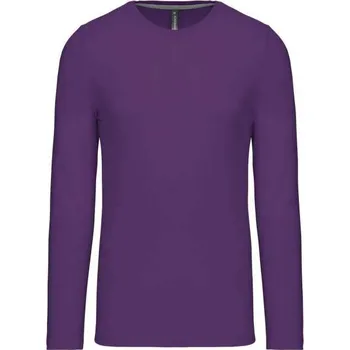 Kariban Men's Long-sleeved Crew Neck T-shirt, fialová (Purple)