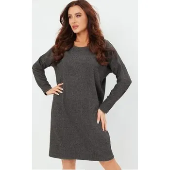 Viskózová tunika Italian Fashion Avira - teplá a měkká Tmavě šedá 2XL