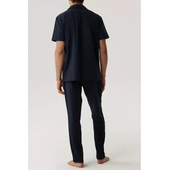 Pánské pyžamo Pánské propínací pyžamo Atlantic BNMP-002 Tmavě modrá 2XL