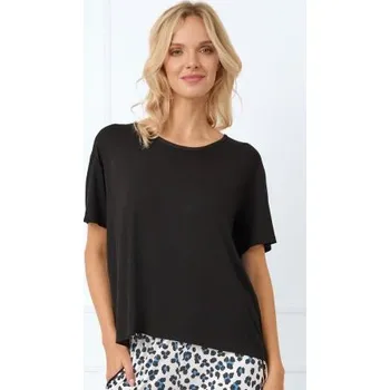 Dámské pyžamo Dámské pyžamo Italian Fashion Savanna - viskóza krátký rukáv Černá-ecru M