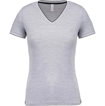 Dámské tričko Kariban Ladies' PiquÉ Knit V-neck T-shirt, šedá (Ice Grey)