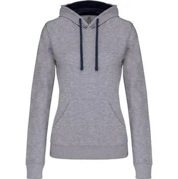 Dámská mikina Kariban Ladies’ Contrast Hooded Sweatshirt mikina, šedá (Ice Grey)