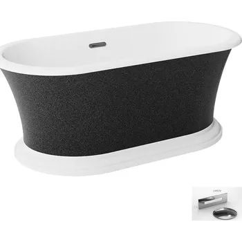 Vana Besco Akrylátová volně stojící vana Ziva Glam G 160x75, s přepadem Typ a barva výpustě: Alcaplast Click-Clack se šterbinovým přepadem, chrom