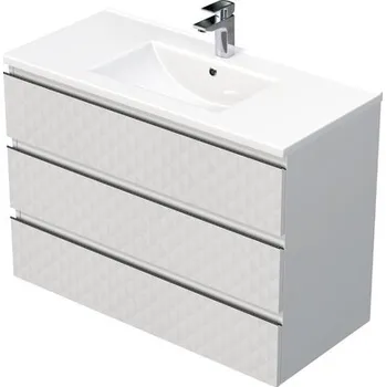 Koupelnový nábytek Koupelnová skříňka s umyvadlem SAT Cube Way 100x71x46 cm bílá mat CUBE3D1003ZBMOD