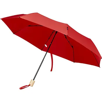 Deštník Skládací větruodolný deštník Birgit 21'' z recyklovaného PET materiálu, červená