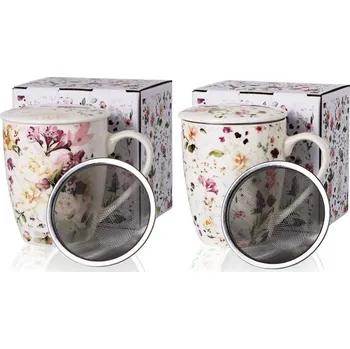 VERONI - Hrnek s čajítkem 360ml Bali různé dekory