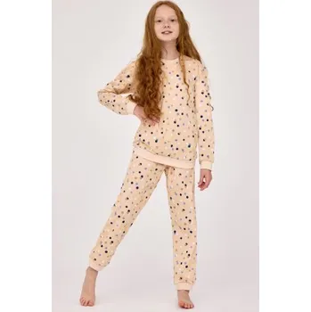 Dívčí pyžamo Dívčí pyžamo Cornette Maya - bavlna Béžová 134-140