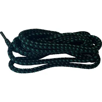 Tkaničky do bot Hrubé kulaté černo-zelené pevné šňůrky do turistických bot 90cm