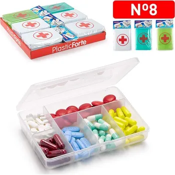 Zdravotnický materiál Cestovní dávkovač na léky 6 komorový s křížkem, 12 x 8,5 x 2,5 cm