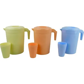 PROHOME - Džbán plast 2,5l + 4 pohárky různé barevz