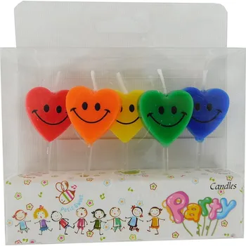 Dortová svíčka PROHOME - Svíčky sada 5ks srdíčka úsměv