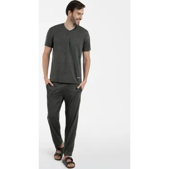 Pánské pyžamo Pánské pyžamo Italian Fashion Akord - viskóza Tmavě šedá M