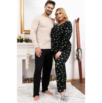 Pánské pyžamo Italian Fashion Zermat - bavlna Béžovo-černá 2XL