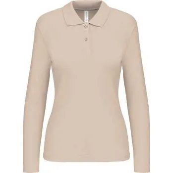 Dámské tričko Kariban Ladies' Long-sleeved Polo Shirt, hnědá (Natural)