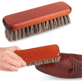 kartáč na vlasy Dřevěný kartáč na čištění bot s koňskými vlasy, 16 cm, světlé vlasy