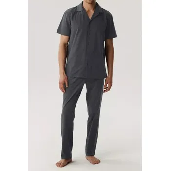 Pánské pyžamo Pánské propínací pyžamo Atlantic BNMP-002 Tmavě šedá 2XL