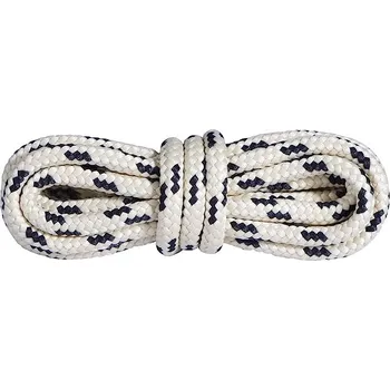 Tkaničky do bot Hrubé kulaté béžovo-černé pevné šňůrky do turistických bot 150 cm