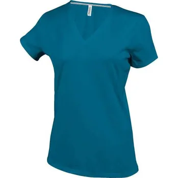 Dámské tričko Kariban Ladies' Short-sleeved V-neck T-shirt, modrá (Sapphire)