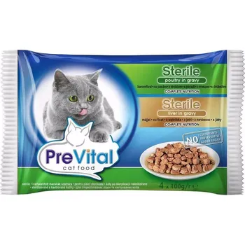 Krmivo pro kočku PreVital kočka sterile játra a drůbeží, kapsa 100 g (4 pack)