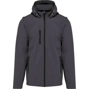 Kariban Unisex 3-layer Softshell Hooded Jacket With Removable Sleeves, šedá (Charcoal)
