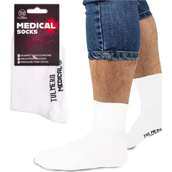 Pánské nekompresní diabetické bavlněné ponožky, Tulmero Medical, EU (44-46), bílé